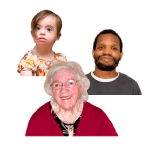 Group of three people representing different age ranges concept for age diversity or generational comparison